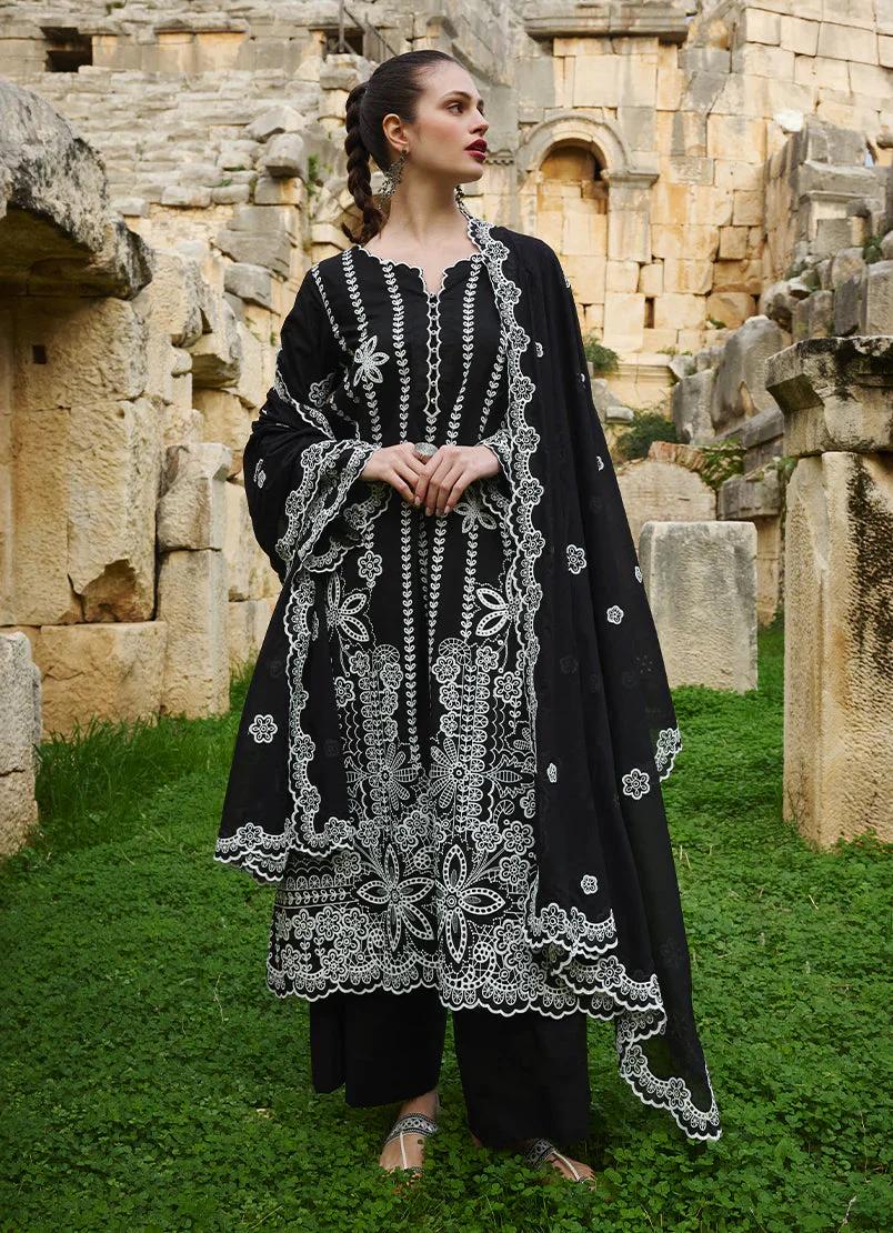3 pc Cambric Cotton embroidery fancy suit