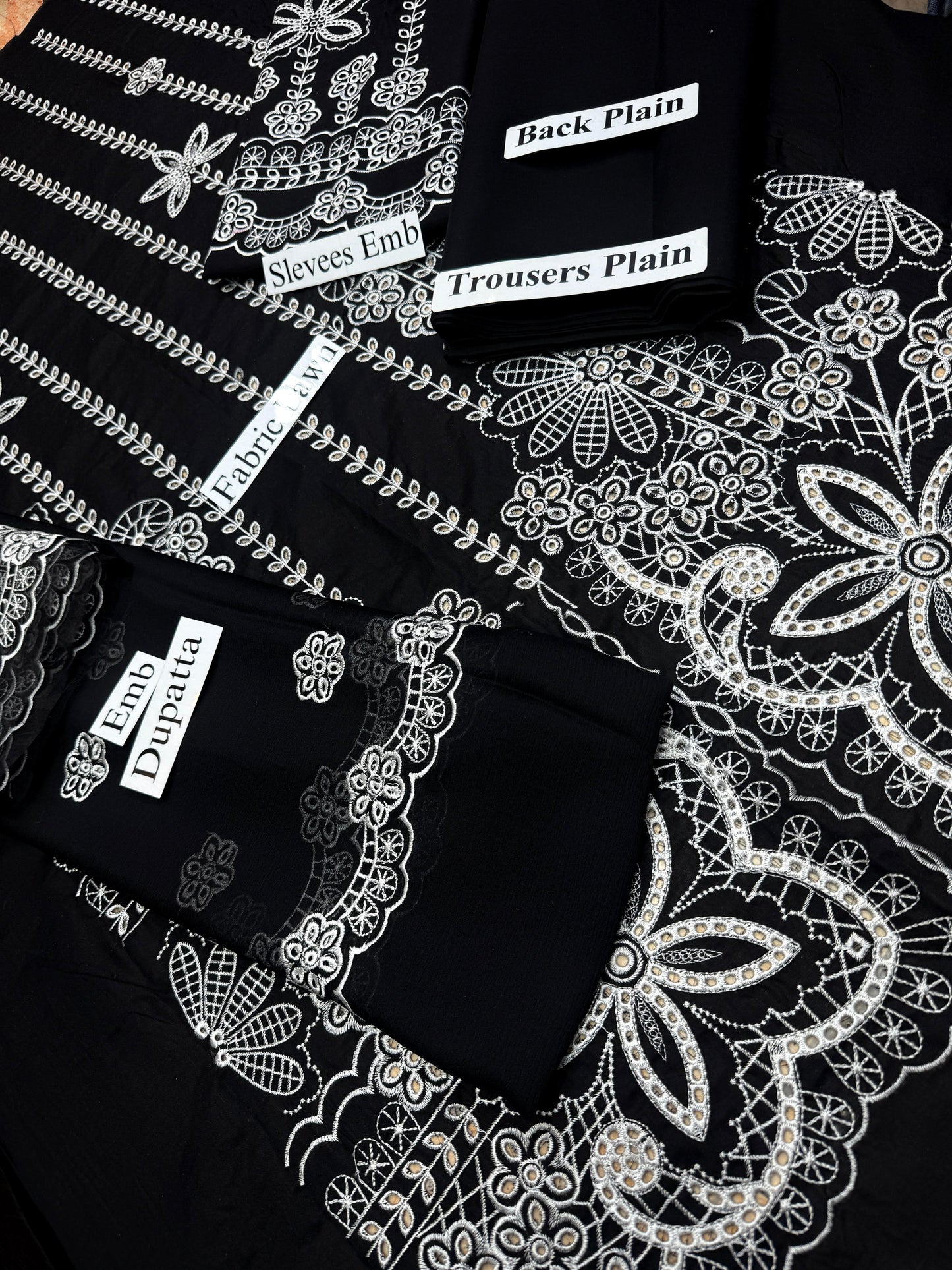 3 pc Cambric Cotton embroidery fancy suit