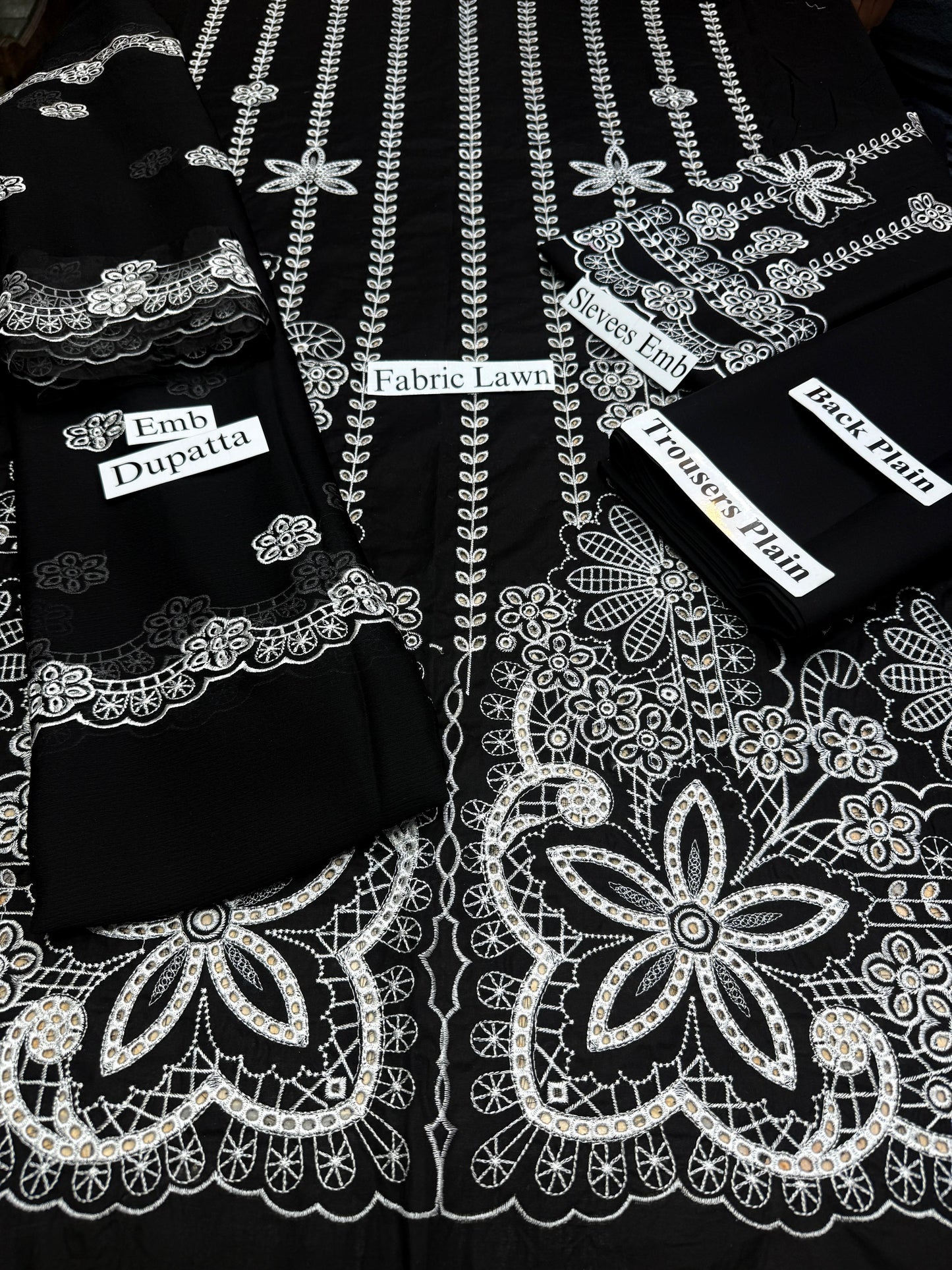 3 pc Cambric Cotton embroidery fancy suit