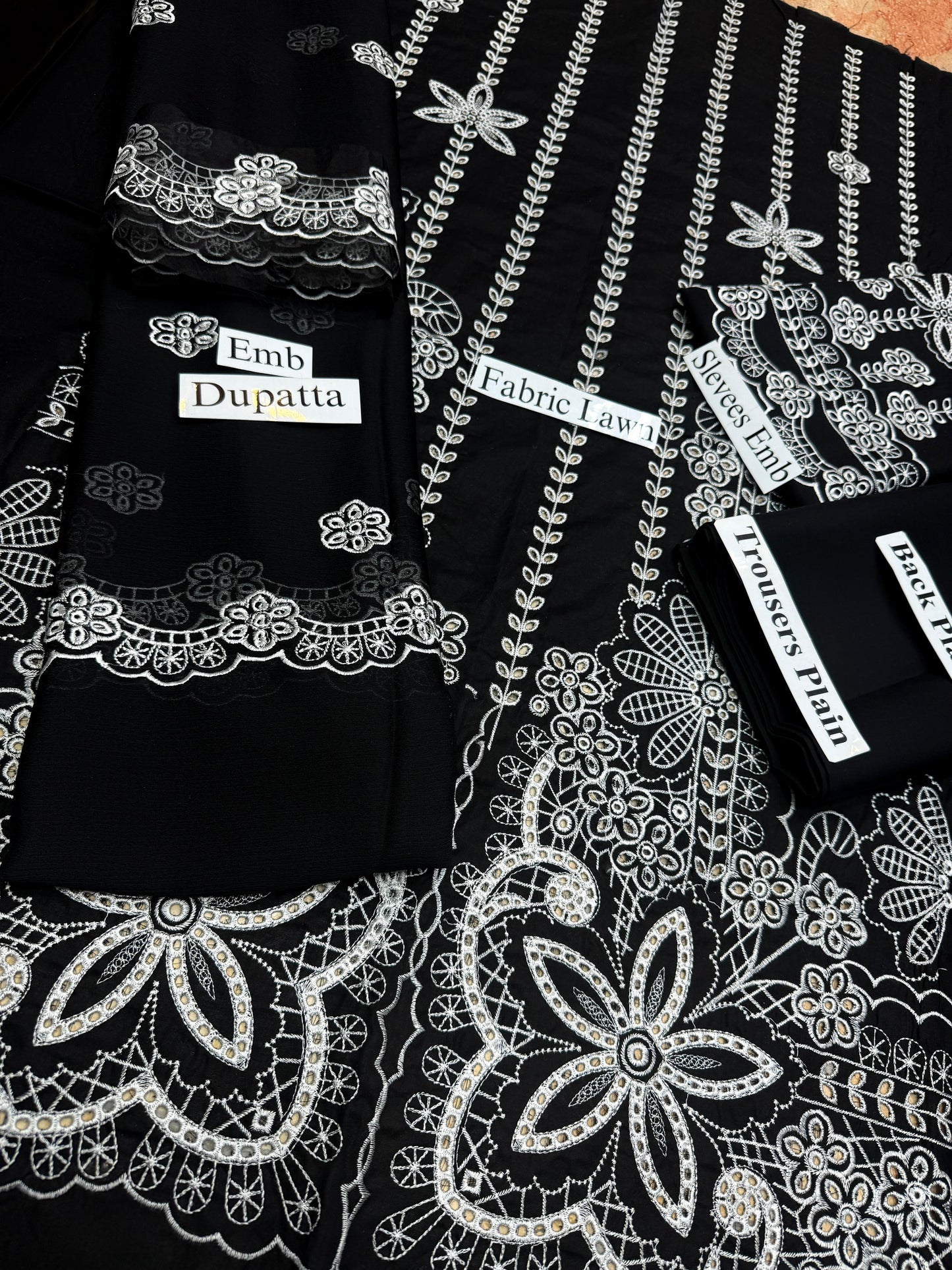 3 pc Cambric Cotton embroidery fancy suit