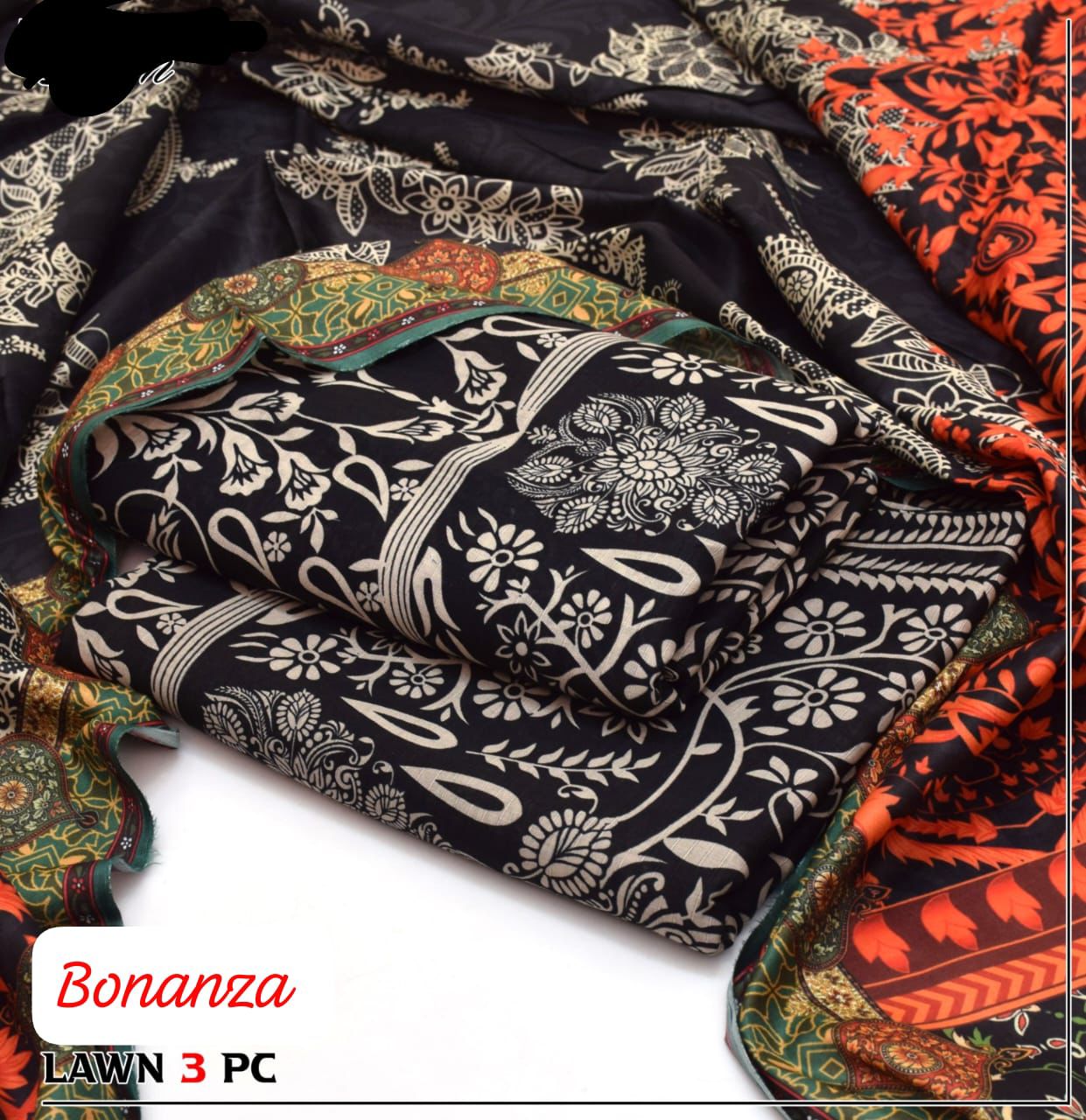 3 pc branded lawn suit, cash on delivery