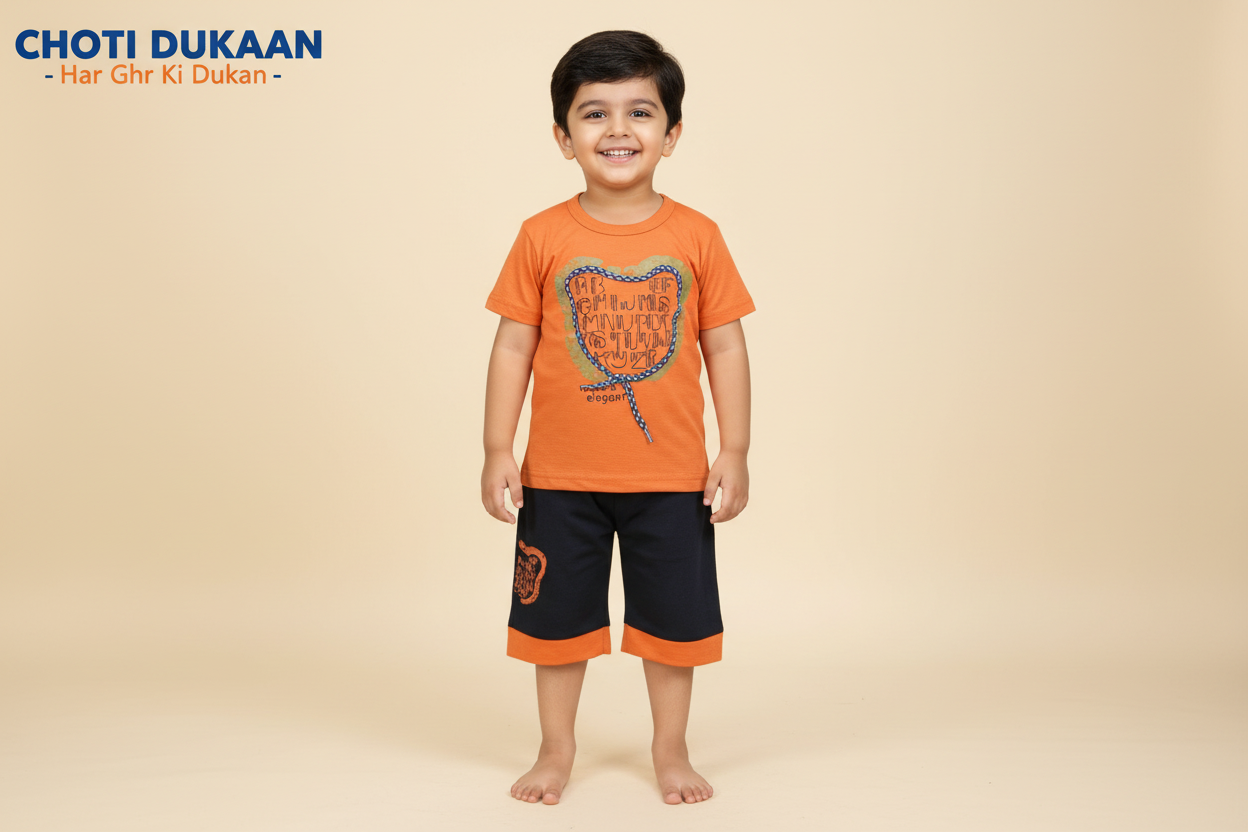 2 Year Old Boy in Orange Meiute Elegant Suit