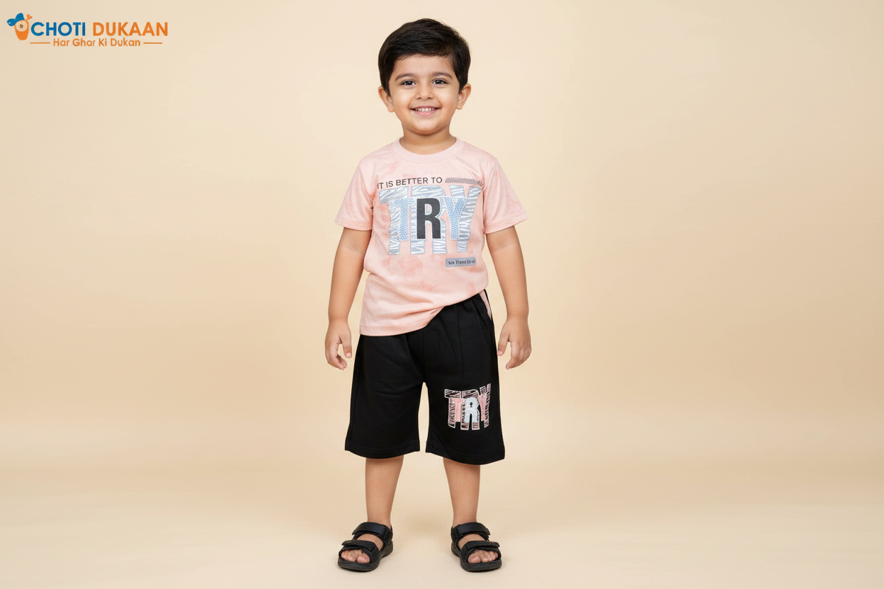 2 Year Old Boy in Peach TRY Suit