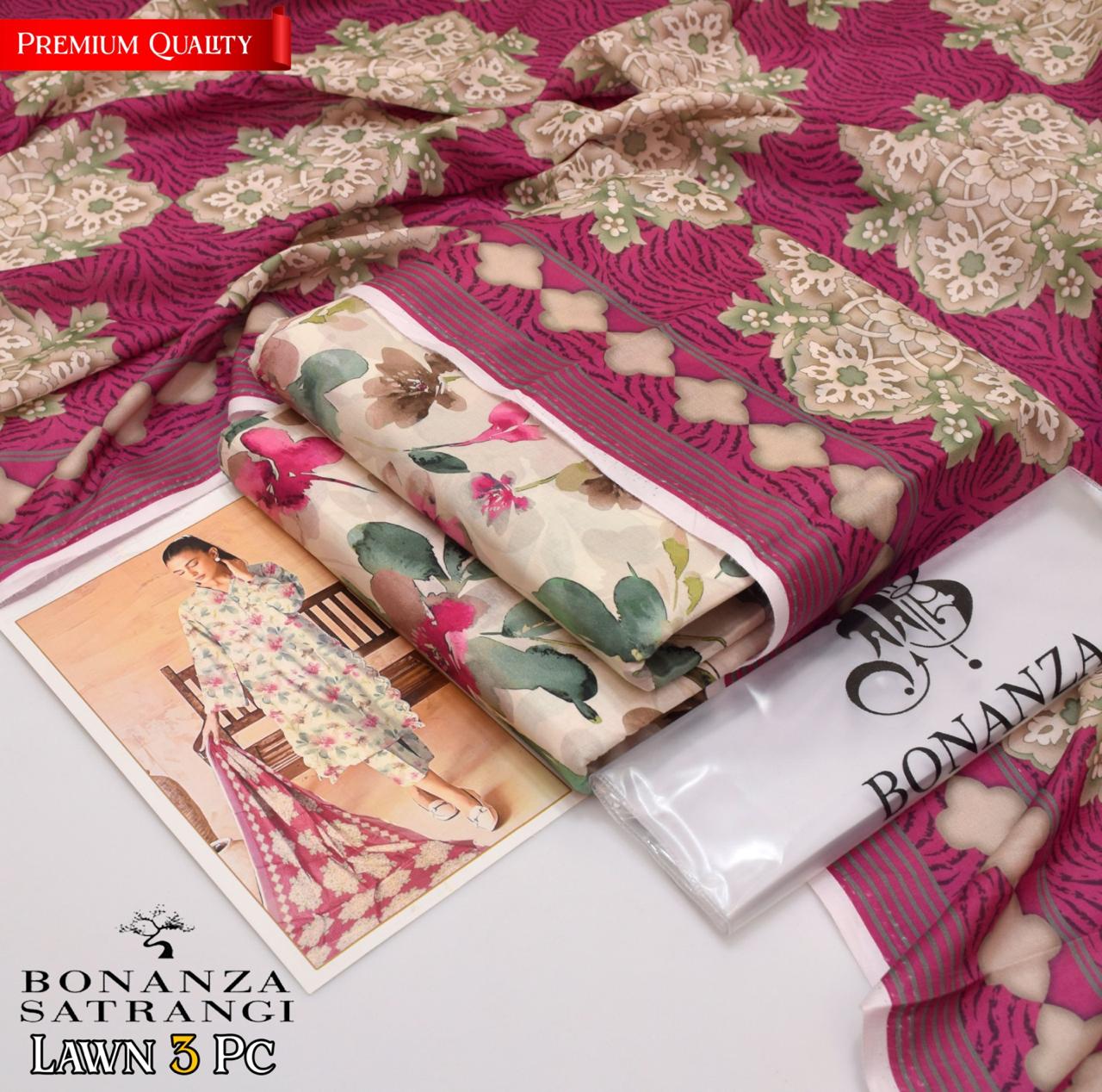 3 pc branded lawn suit, cash on delivery