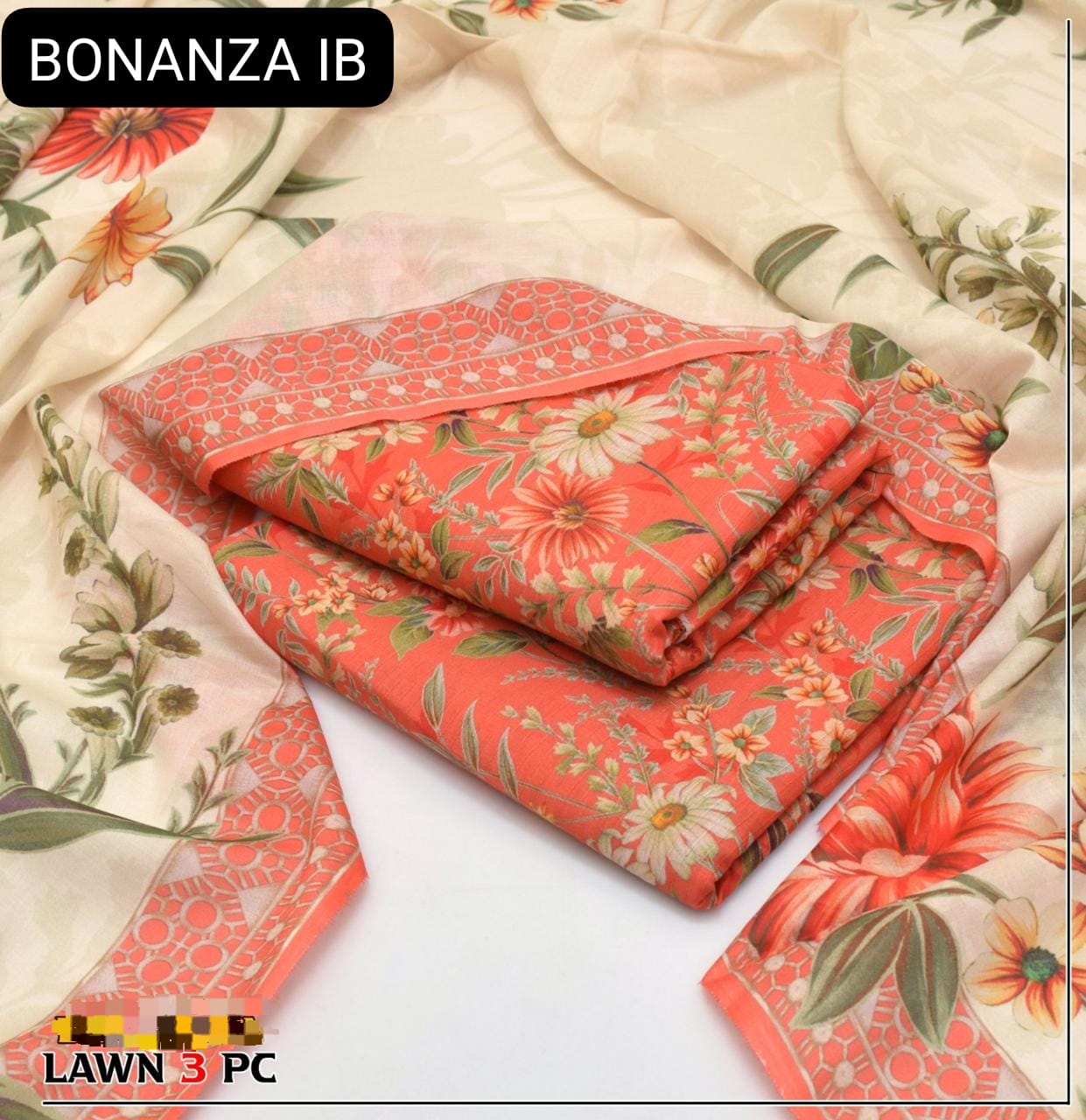 3 pc branded lawn suit, cash on delivery