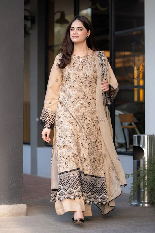3 pc Embroidered chicken kari Unstitched suit, cash on delivery