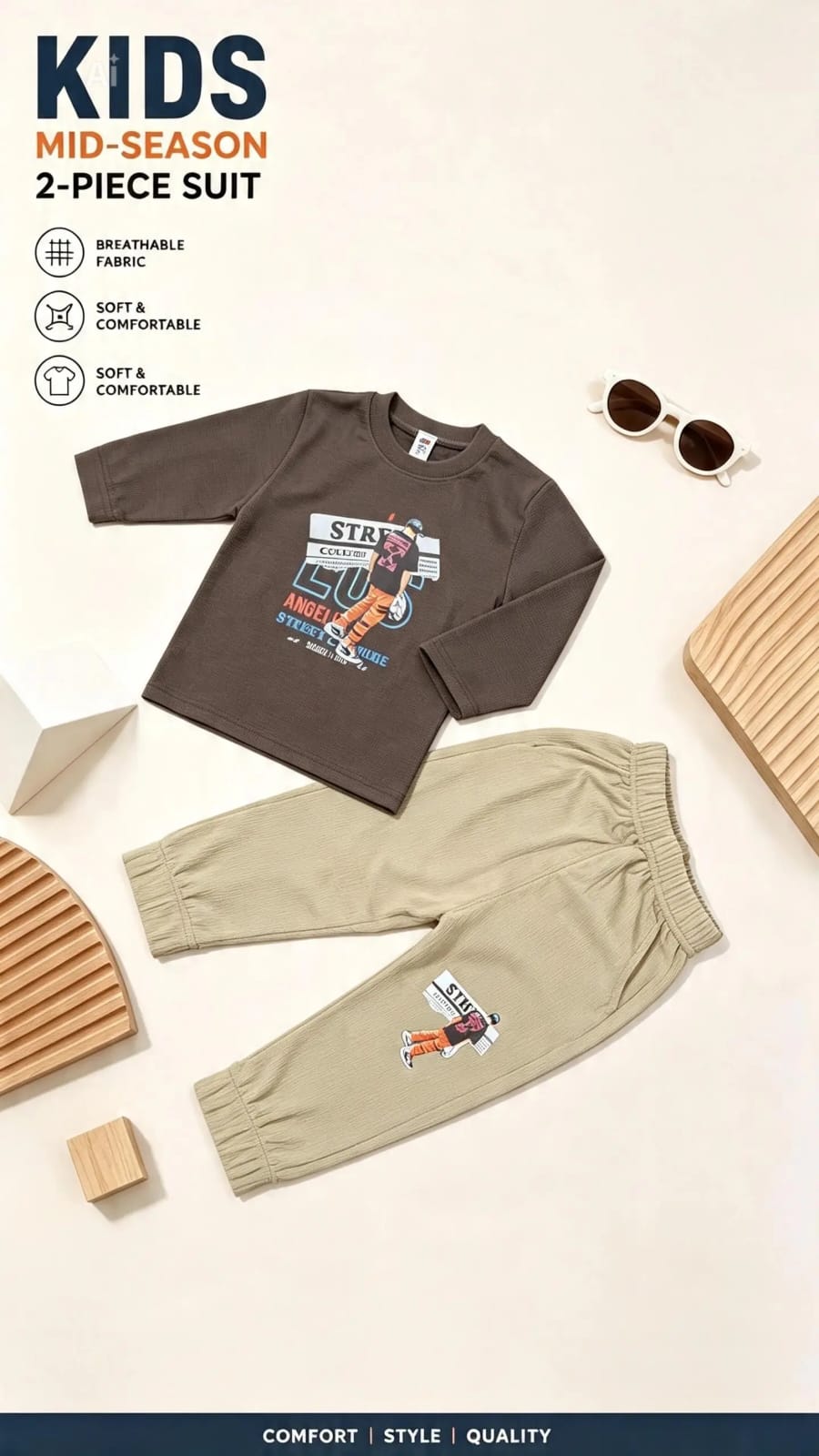 Sweatshirt and beige Jogger set